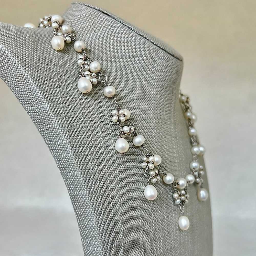 Vintage Sterling Silver Freshwater Pearl 15 3/4" … - image 4