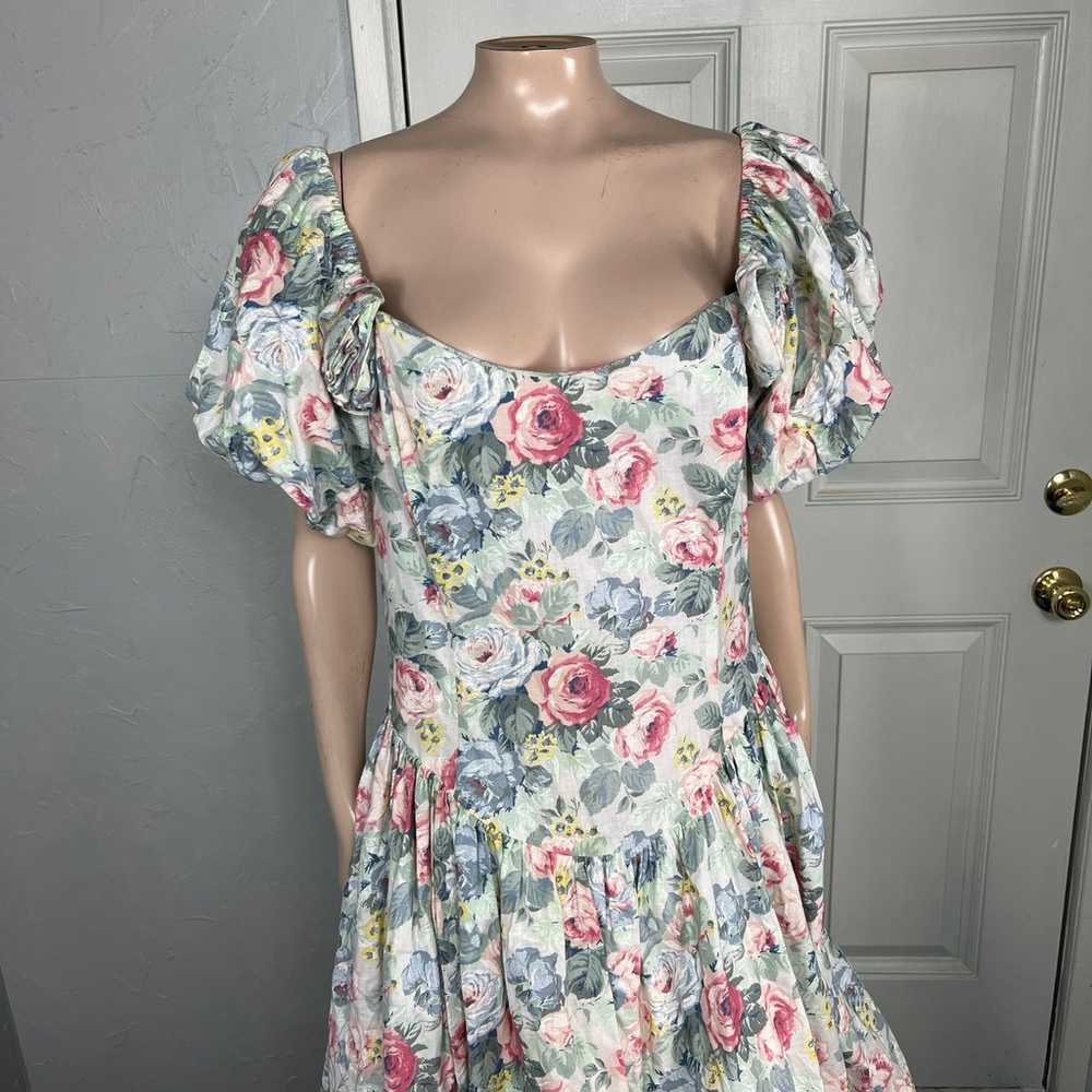 Vintage 80s Jessica McClintock Dress 14 Floral Pa… - image 2