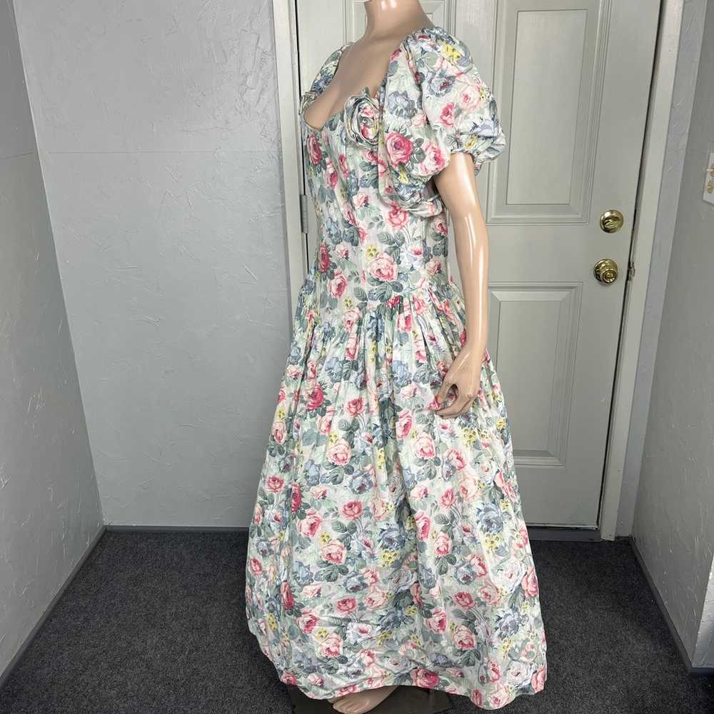 Vintage 80s Jessica McClintock Dress 14 Floral Pa… - image 3