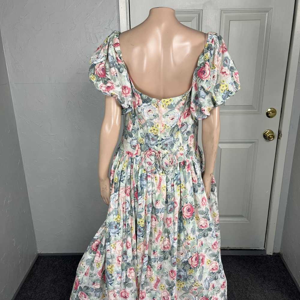 Vintage 80s Jessica McClintock Dress 14 Floral Pa… - image 4