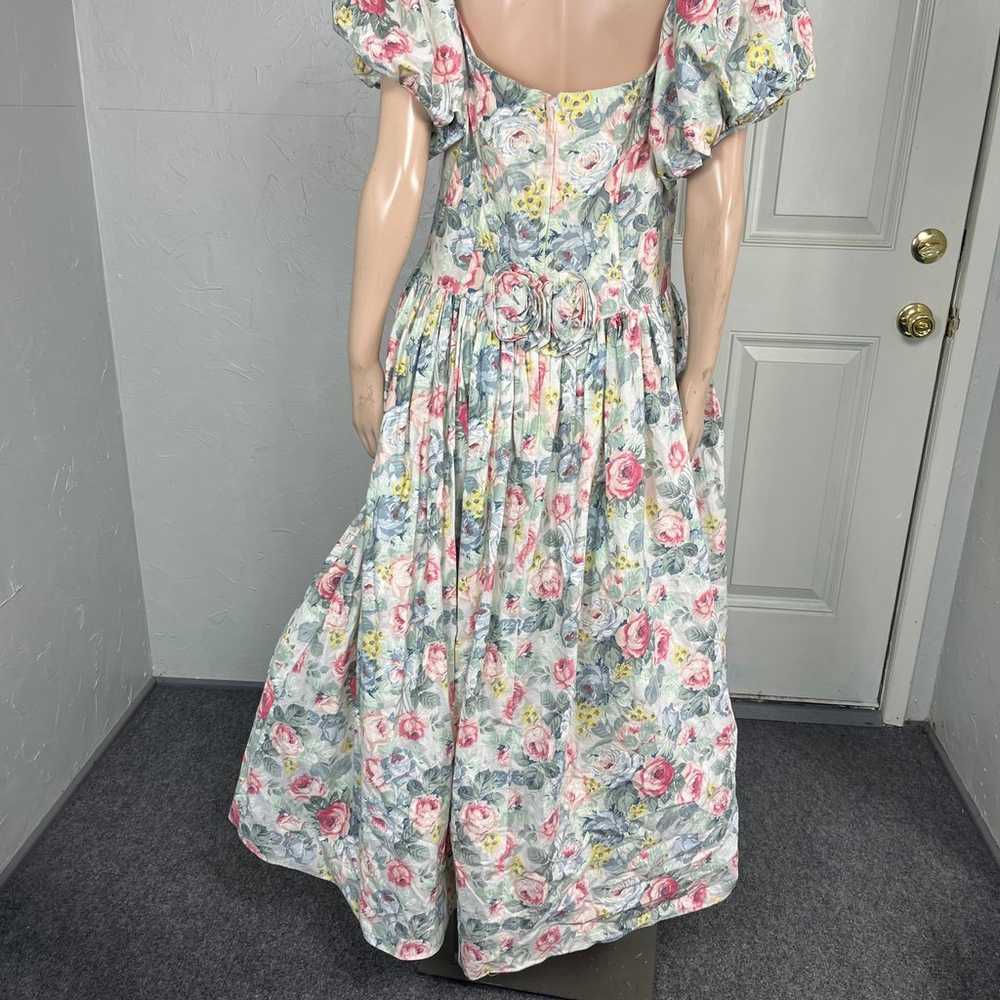 Vintage 80s Jessica McClintock Dress 14 Floral Pa… - image 5