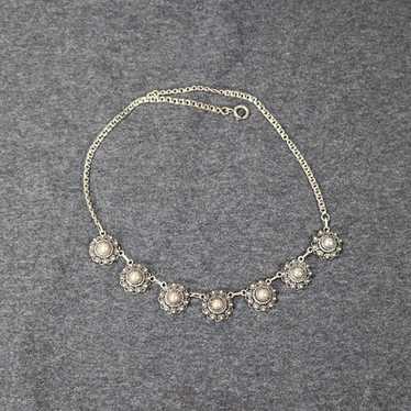 vintage handmade 925 sterling silver flower neckla