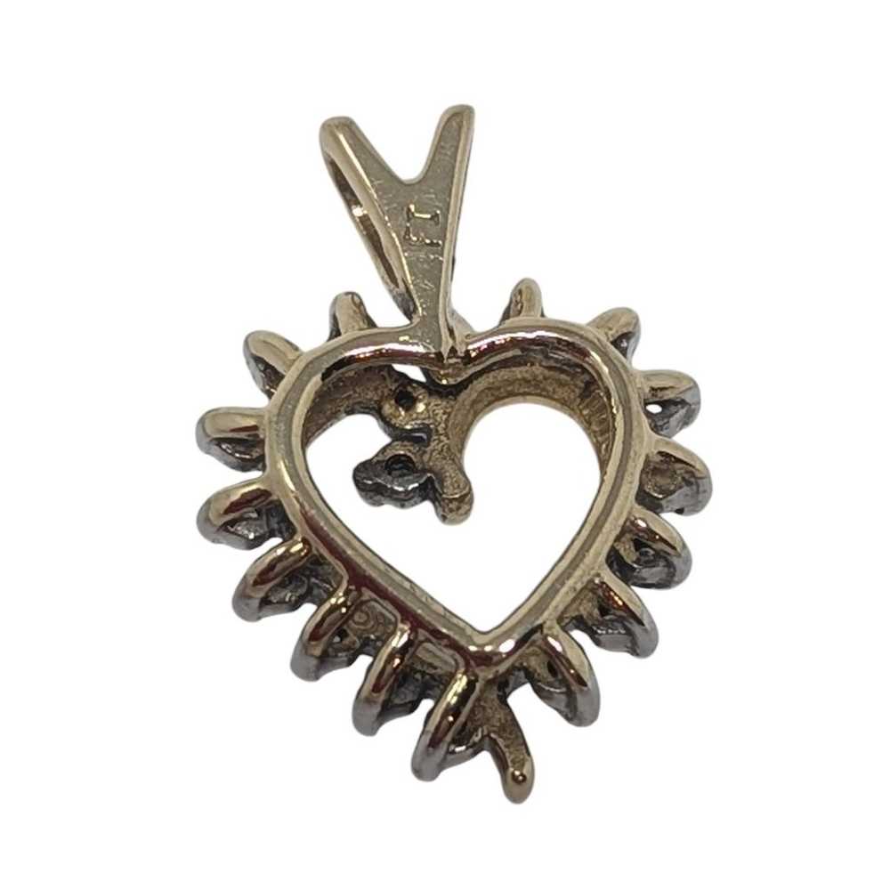 Vintage Yellow Gold and Diamond Heart Shaped Pend… - image 2