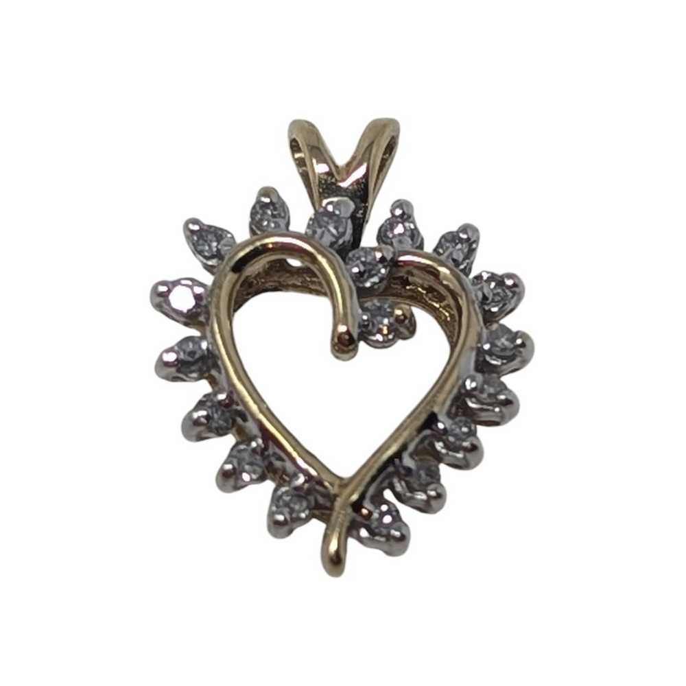 Vintage Yellow Gold and Diamond Heart Shaped Pend… - image 7