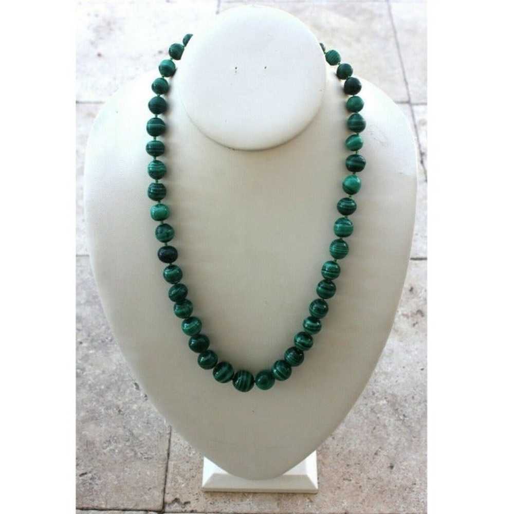 Vintage 24" Natural Green Malachite Stone Graduat… - image 1