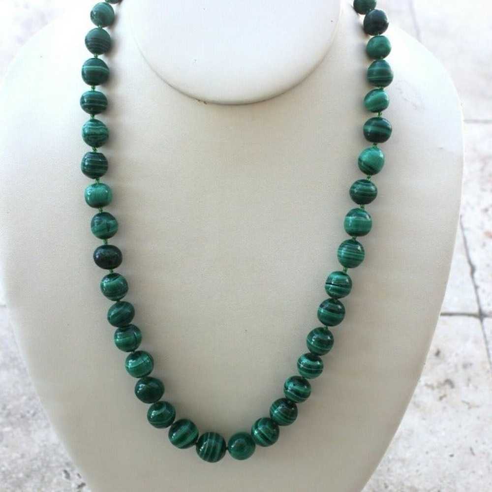 Vintage 24" Natural Green Malachite Stone Graduat… - image 2