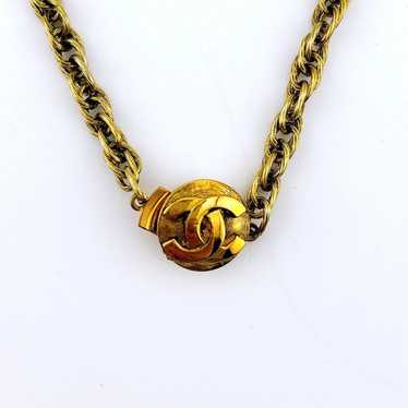 Chanel Coco Mark Chain Necklace Gold Vintage.