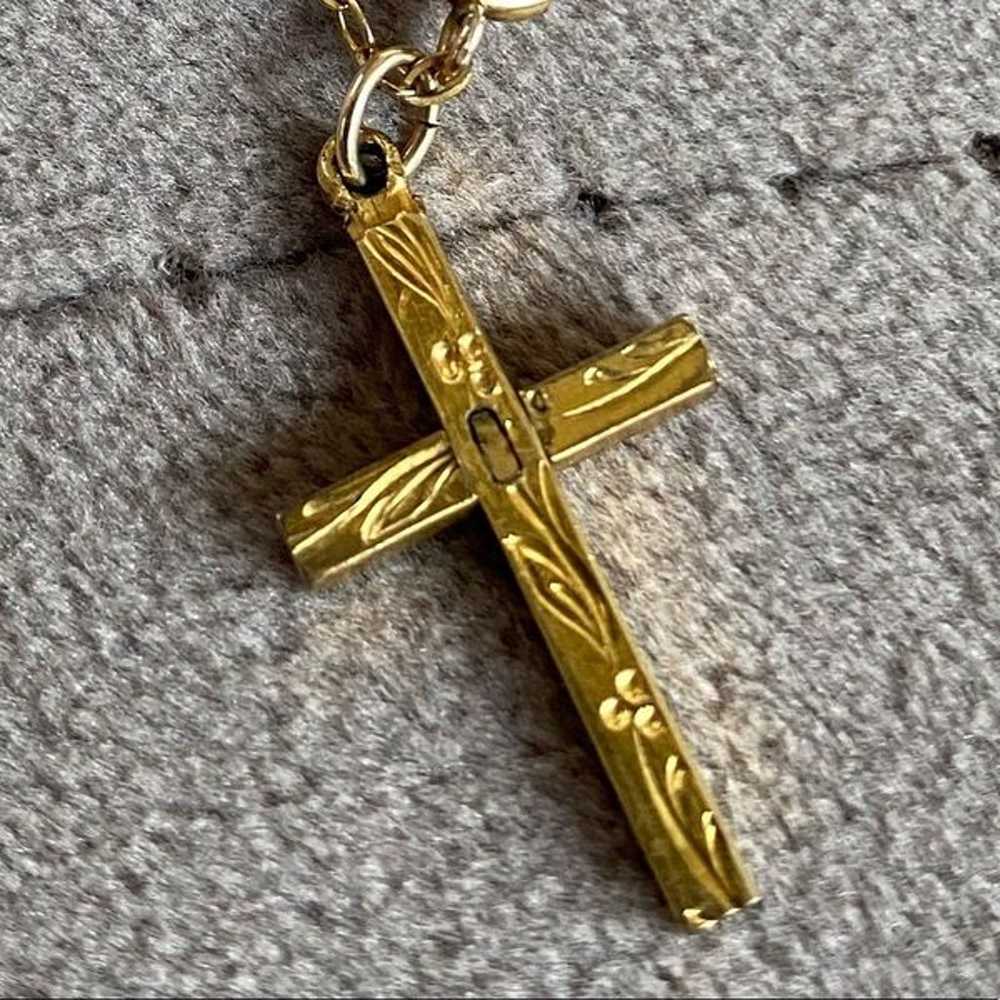 Vintage Victorian 12k Gold Filled Cross Necklace - image 2