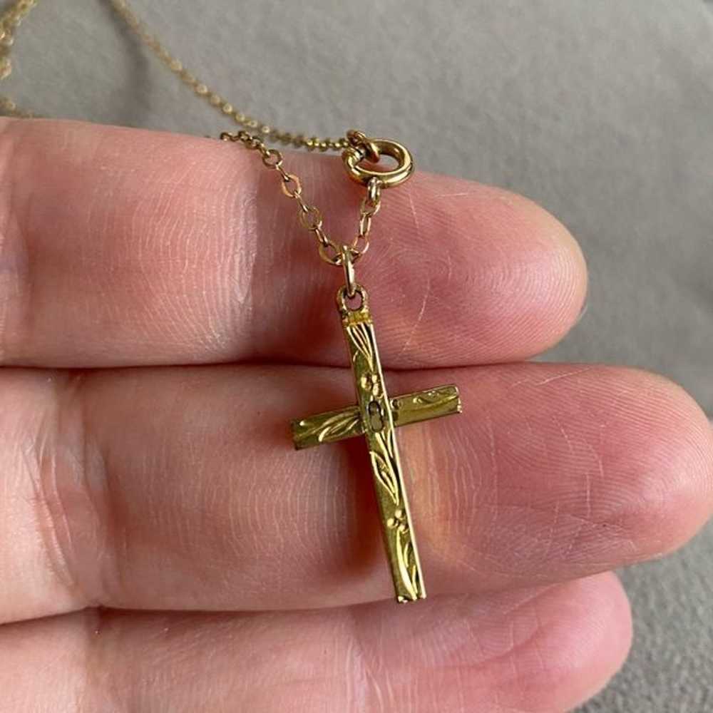 Vintage Victorian 12k Gold Filled Cross Necklace - image 6