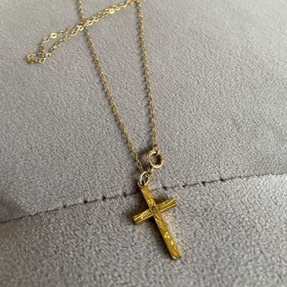 Vintage Victorian 12k Gold Filled Cross Necklace - image 7