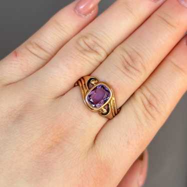 Estate solid 14K gold amethyst ring, possibly vint