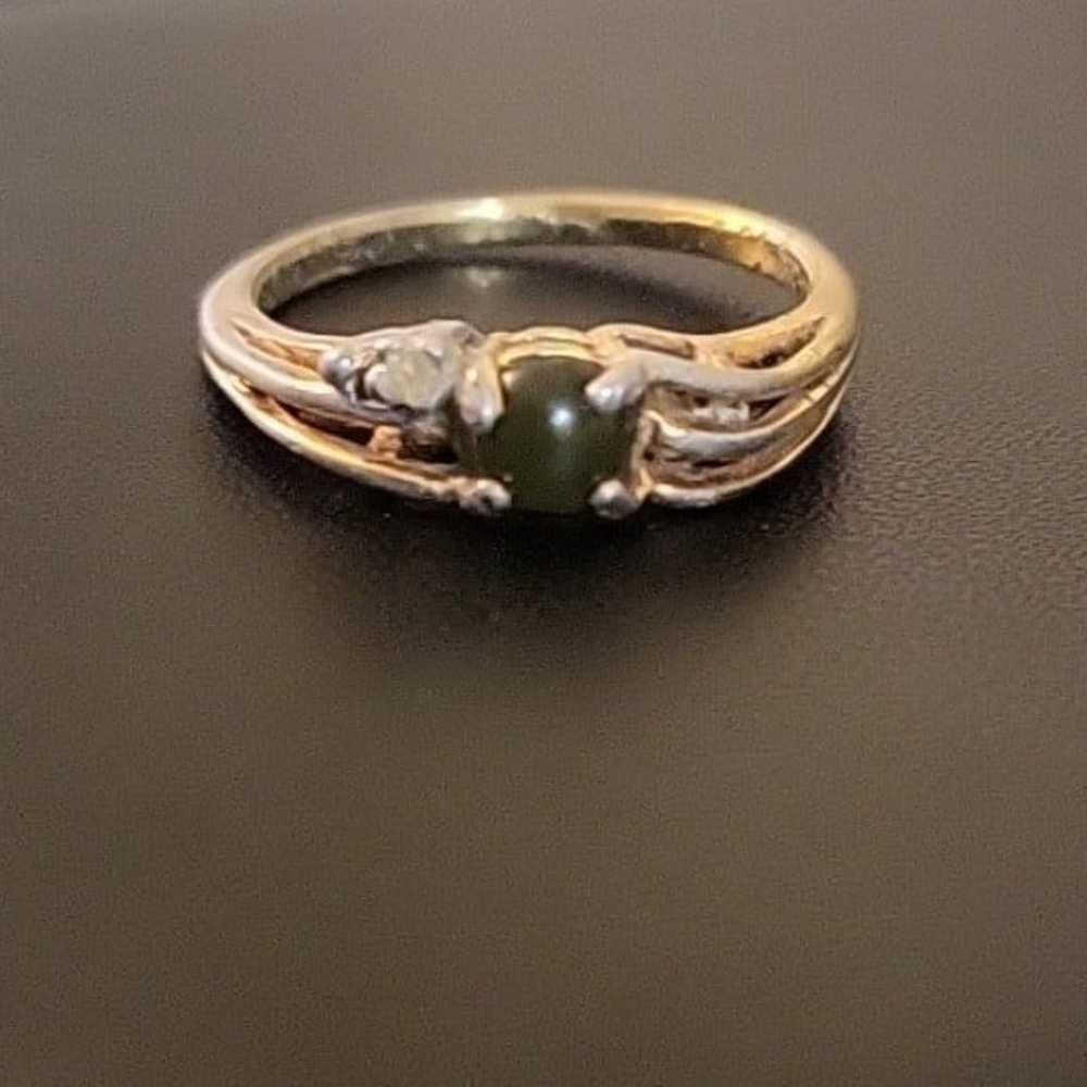 18k Plated Silver Antique Gold Ring With Jade Sto… - image 4