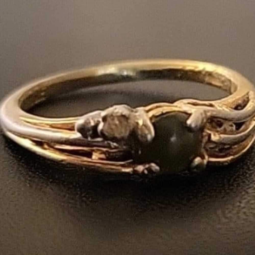 18k Plated Silver Antique Gold Ring With Jade Sto… - image 8