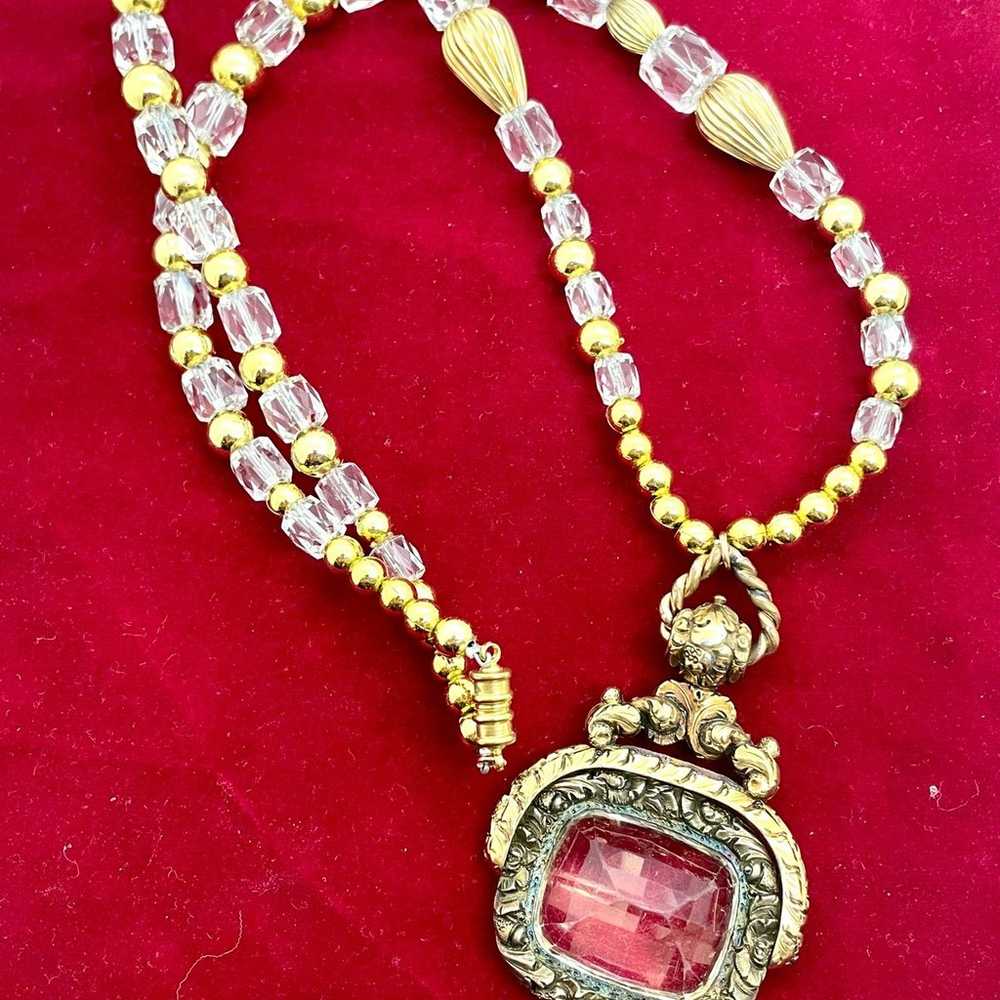 Vintage Citrine and Crystal Necklace - image 1