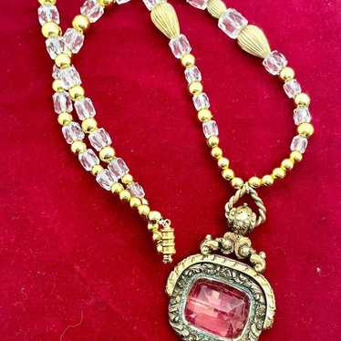 Vintage Citrine and Crystal Necklace