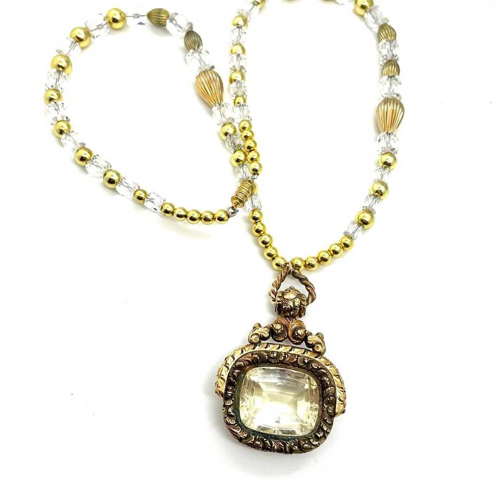 Vintage Citrine and Crystal Necklace - image 2