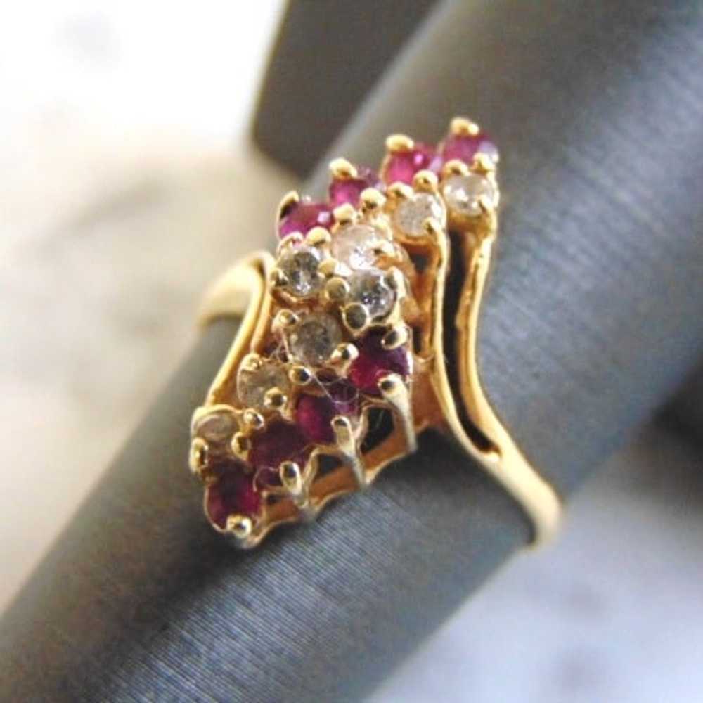 10K Gold Diamond & Garnet Ring E816 - image 1