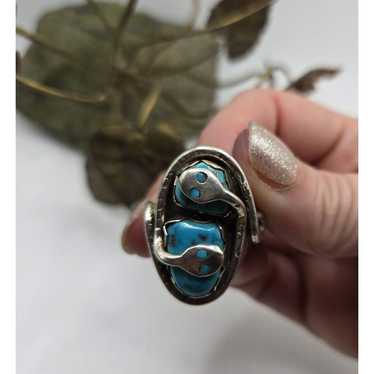 Effie Calavaza Zuni Sterling Silver Turquoise Dou… - image 1