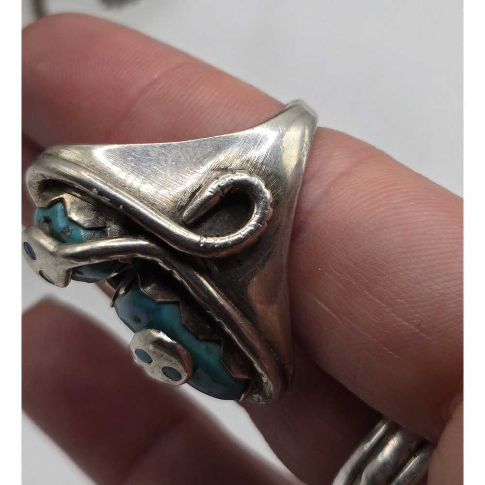 Effie Calavaza Zuni Sterling Silver Turquoise Dou… - image 4