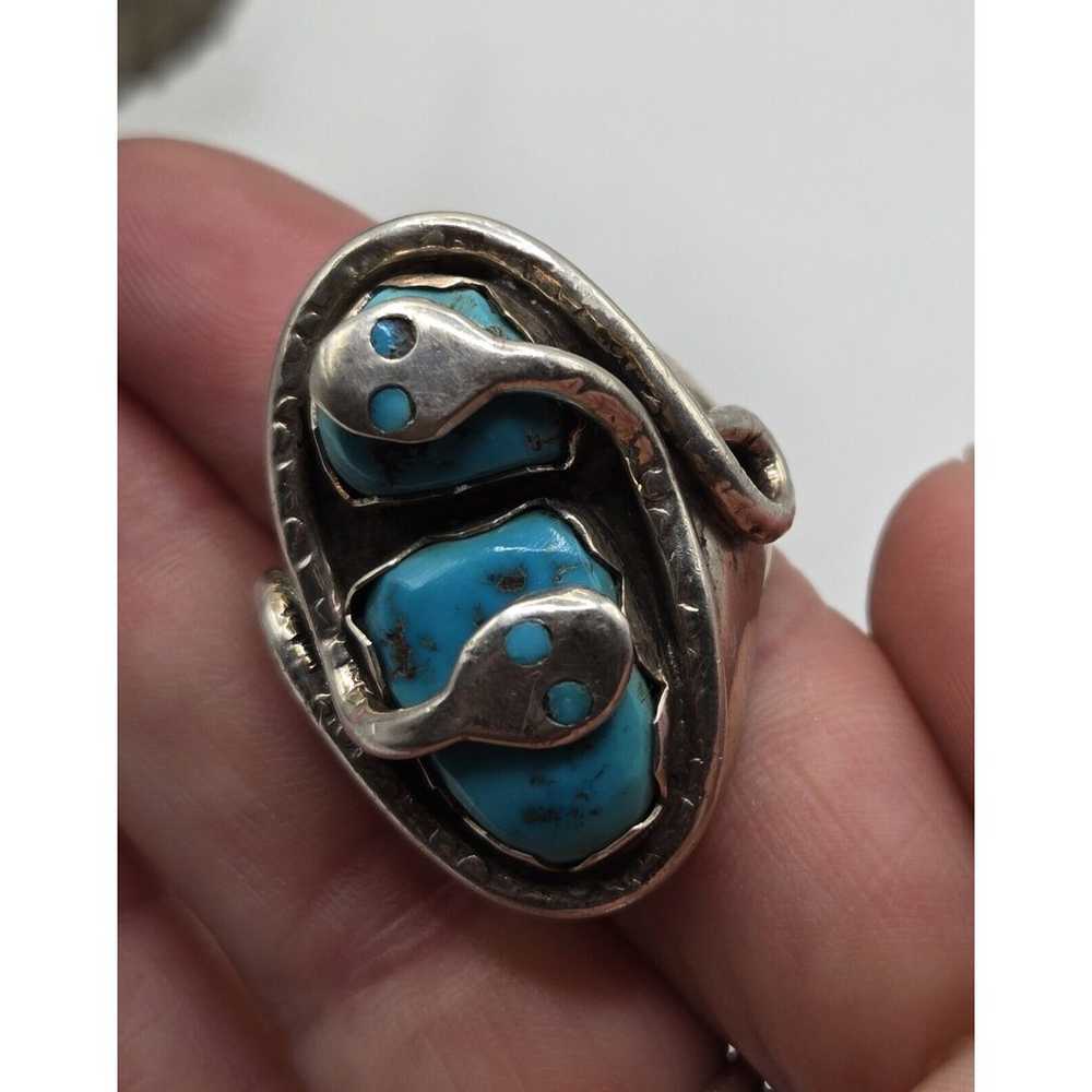 Effie Calavaza Zuni Sterling Silver Turquoise Dou… - image 5