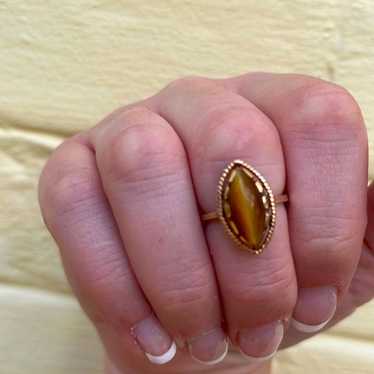 Vintage Tigers Eye 10k Gold Ring - image 1