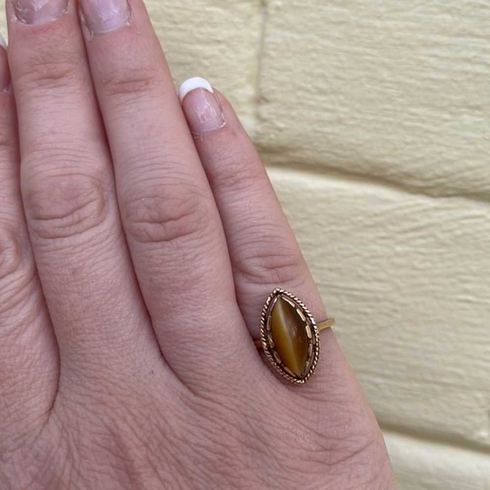 Vintage Tigers Eye 10k Gold Ring - image 3