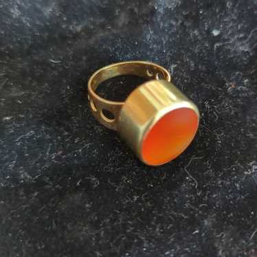 14k Solid gold Vintage Carnelian stone ring - image 1