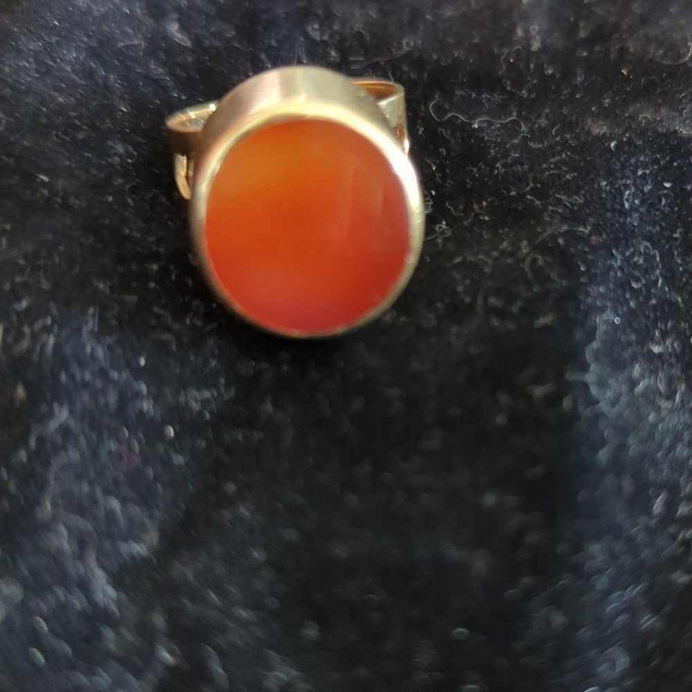 14k Solid gold Vintage Carnelian stone ring - image 4