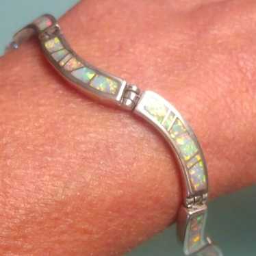 Vintage Signed Navajo Sterling Silver Fire Opal W… - image 1