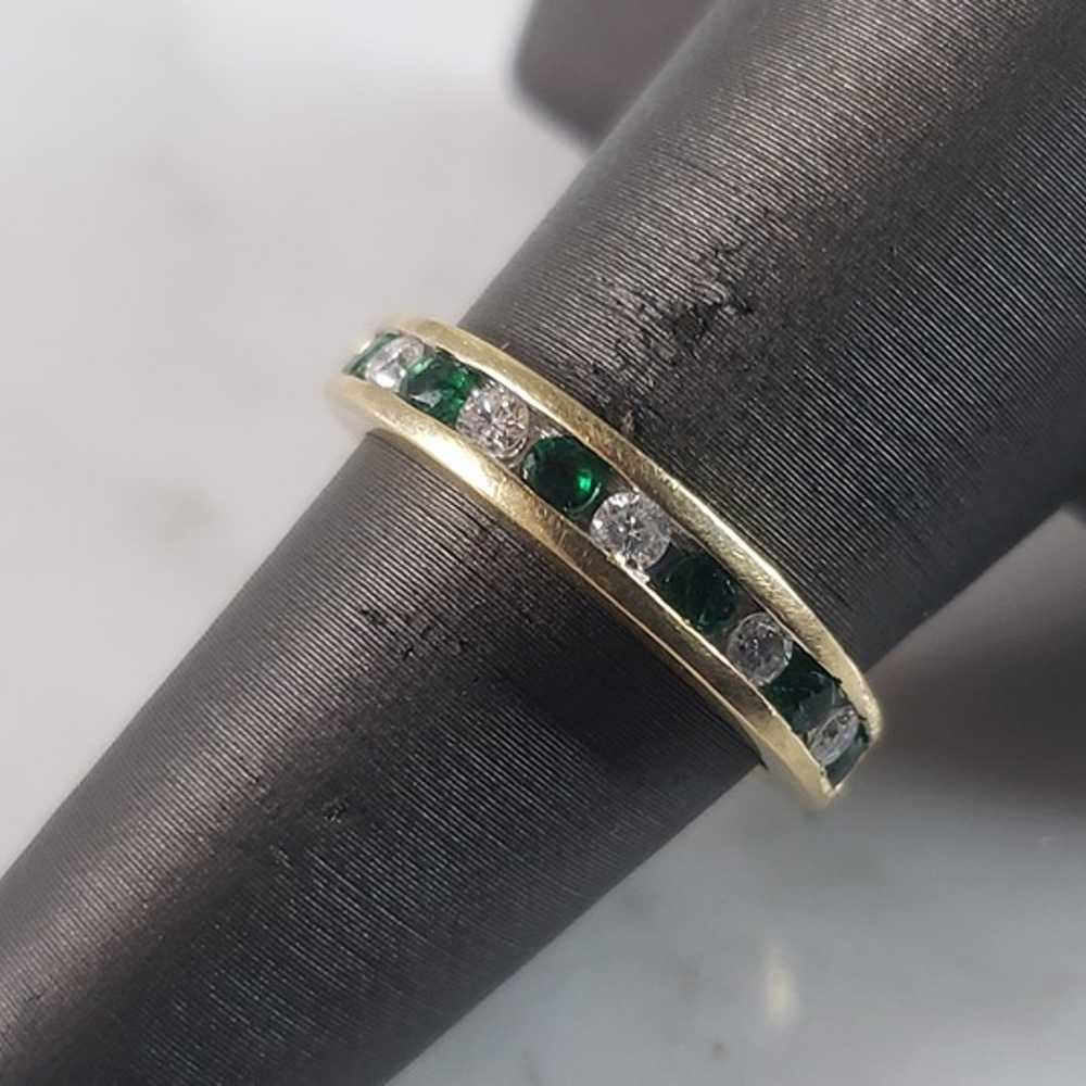 Womens Vintage Estate 14K Gold Diamond & Emerald … - image 1