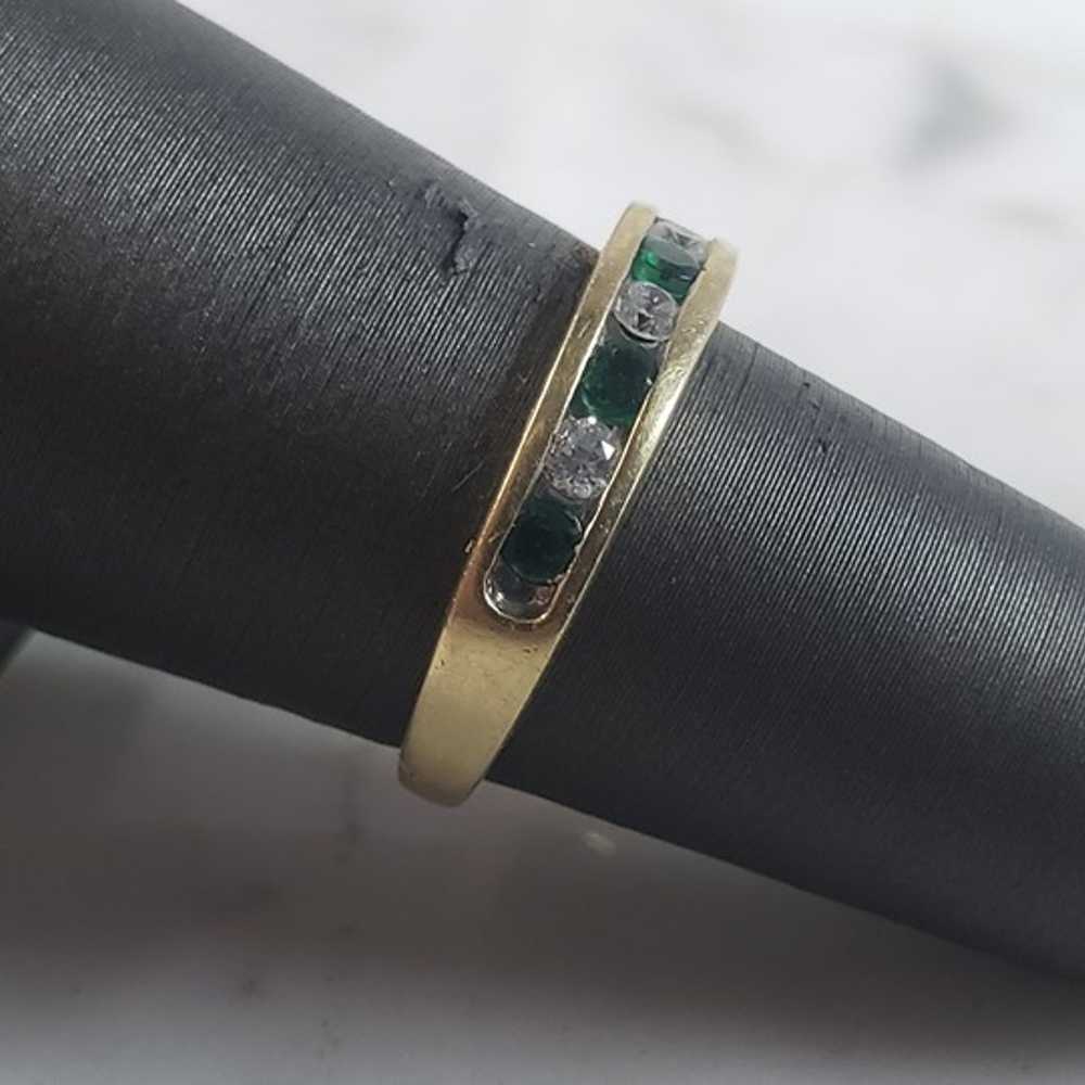 Womens Vintage Estate 14K Gold Diamond & Emerald … - image 2