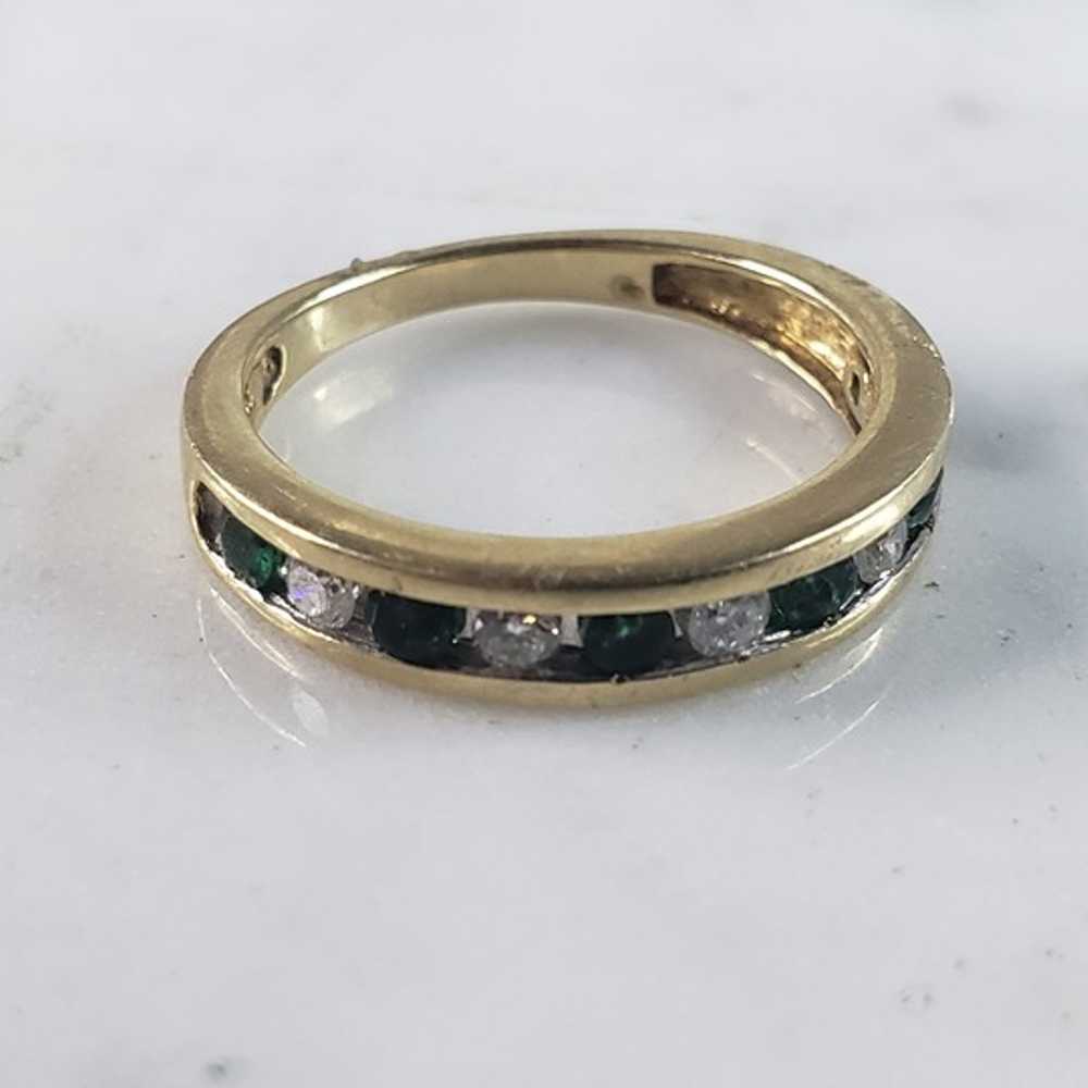 Womens Vintage Estate 14K Gold Diamond & Emerald … - image 4