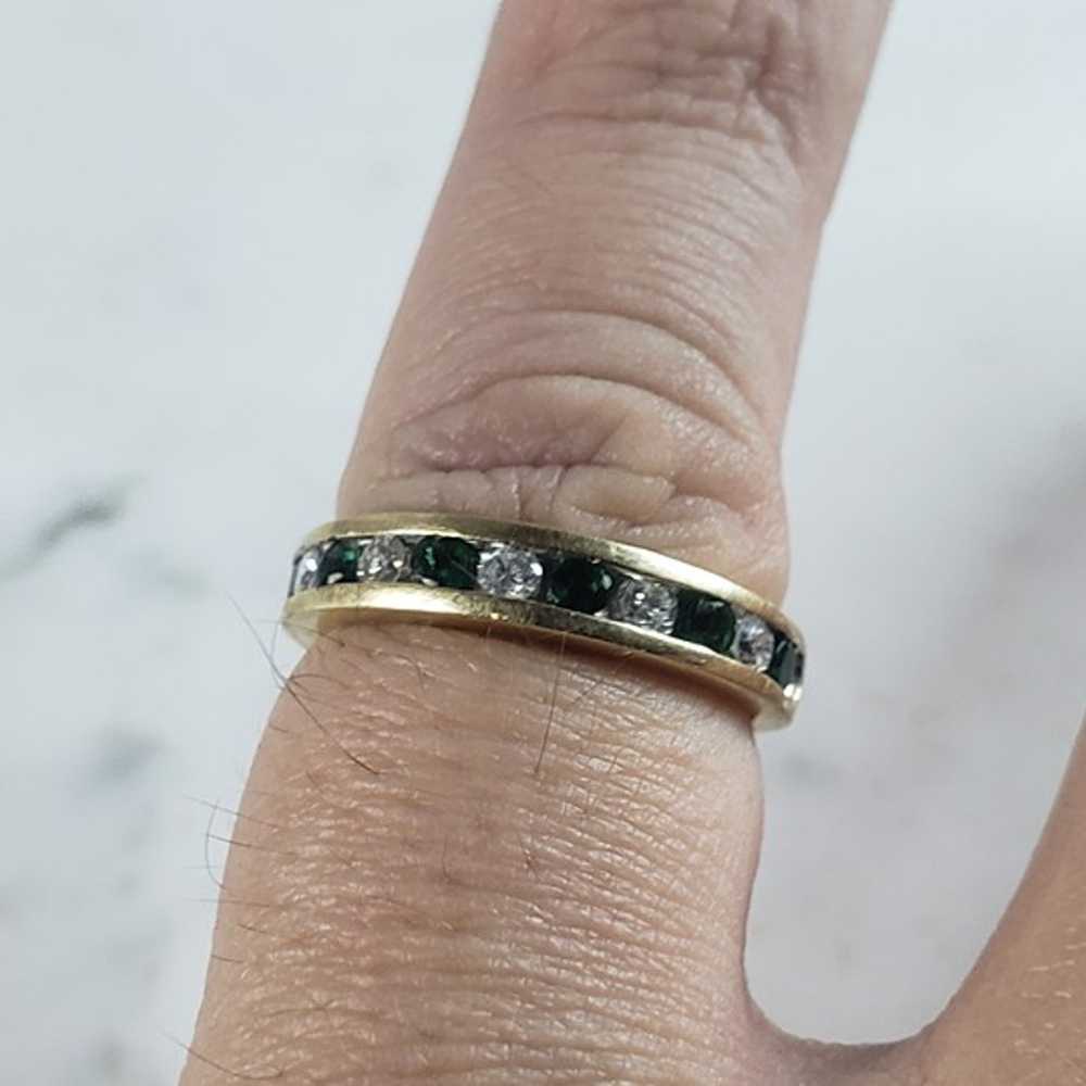 Womens Vintage Estate 14K Gold Diamond & Emerald … - image 5