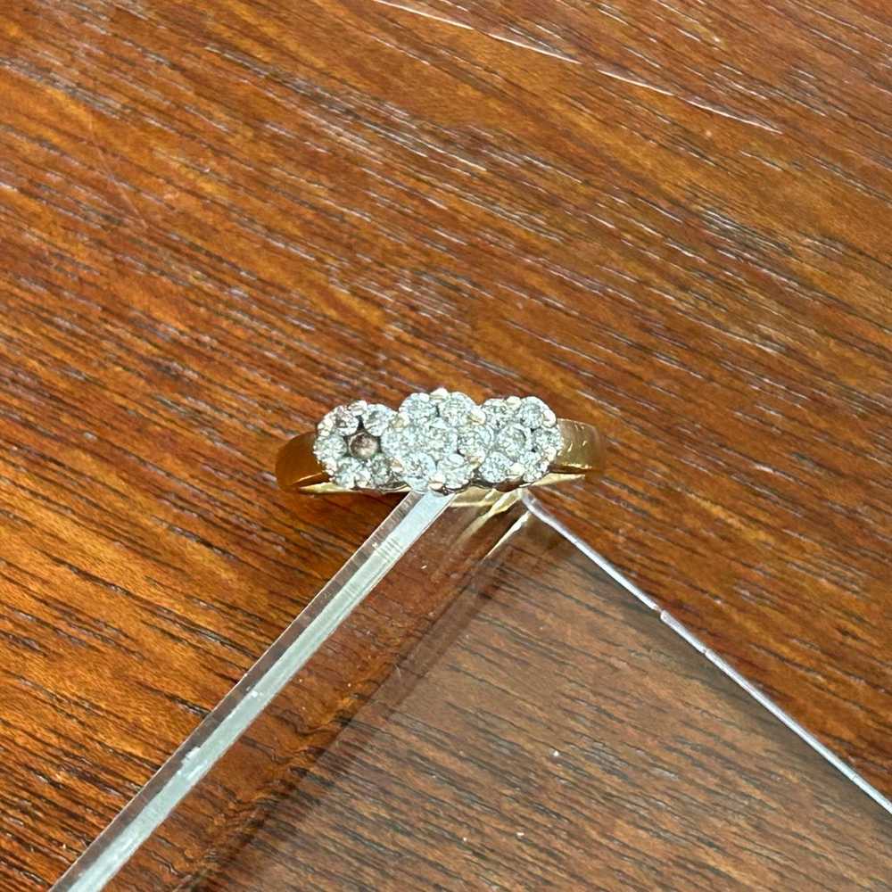 Vintage 14k Yellow Gold .40ctw Diamond Cluster Ri… - image 3