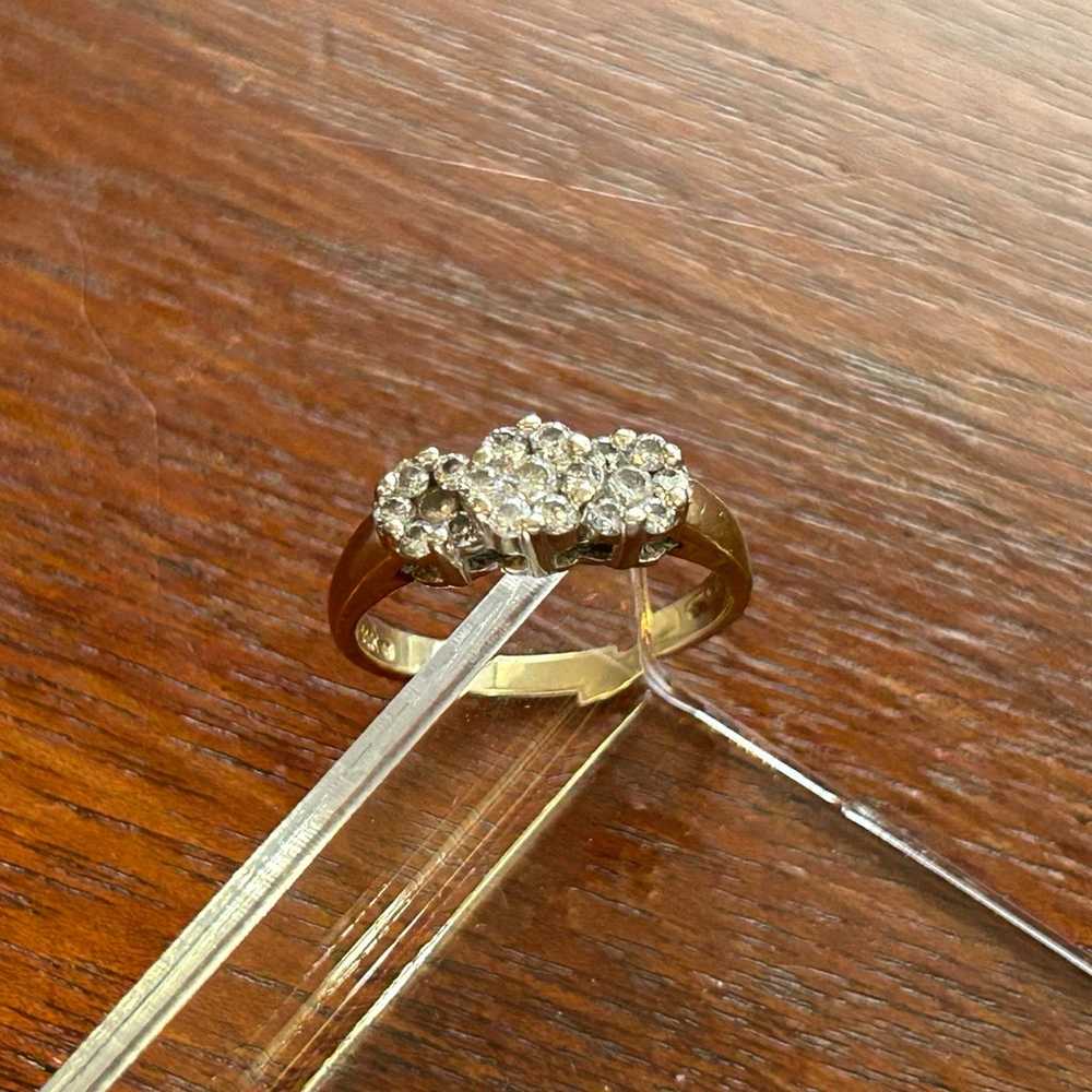 Vintage 14k Yellow Gold .40ctw Diamond Cluster Ri… - image 4