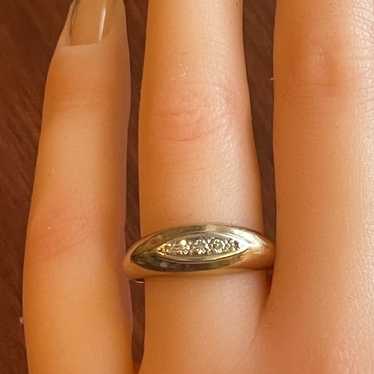 Vintage Yellow Gold Diamond Band Ring 10k Sz 7.25… - image 1