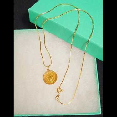 14K Real Yellow Gold ST JUDE THADDEUS Necklace - image 1