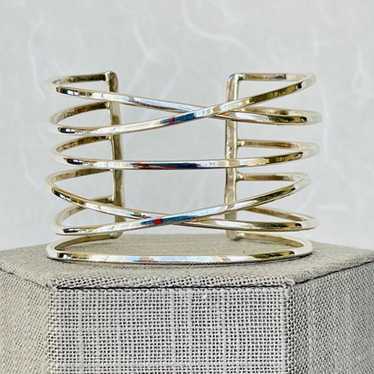 Vintage Sterling Silver 6 Strand Woven Cuff SB-20… - image 1