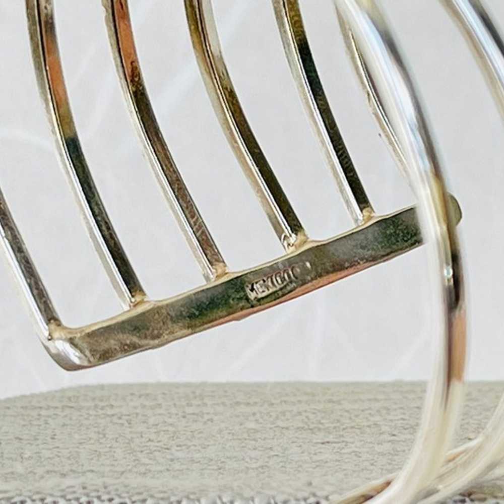 Vintage Sterling Silver 6 Strand Woven Cuff SB-20… - image 3