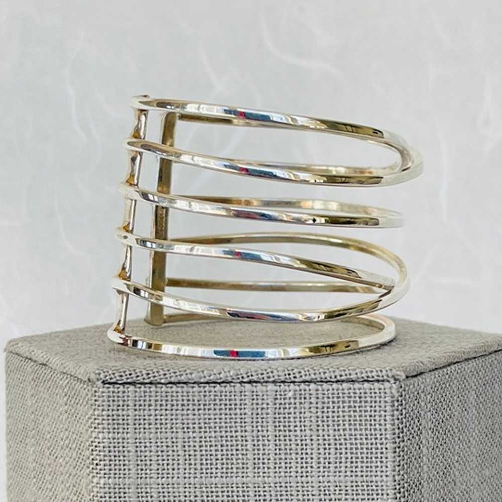 Vintage Sterling Silver 6 Strand Woven Cuff SB-20… - image 4