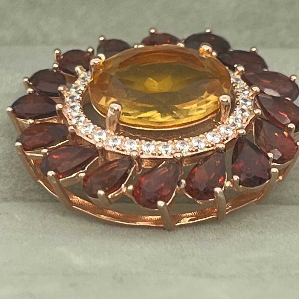 Citrine and Garnet Pendant (Gold Plated) with Dia… - image 10