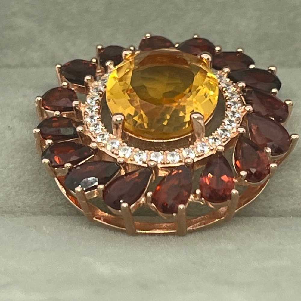 Citrine and Garnet Pendant (Gold Plated) with Dia… - image 11