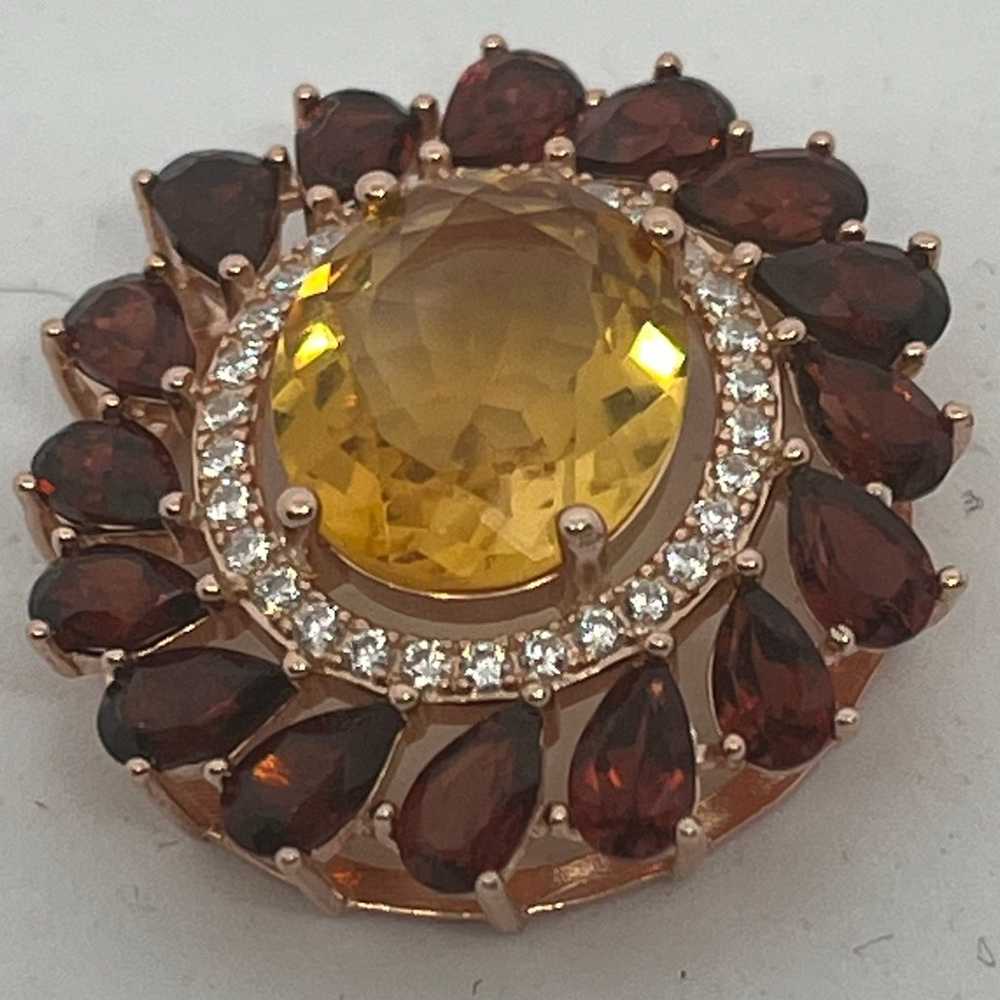 Citrine and Garnet Pendant (Gold Plated) with Dia… - image 3