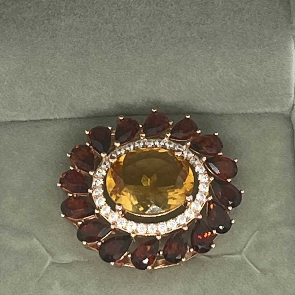 Citrine and Garnet Pendant (Gold Plated) with Dia… - image 6