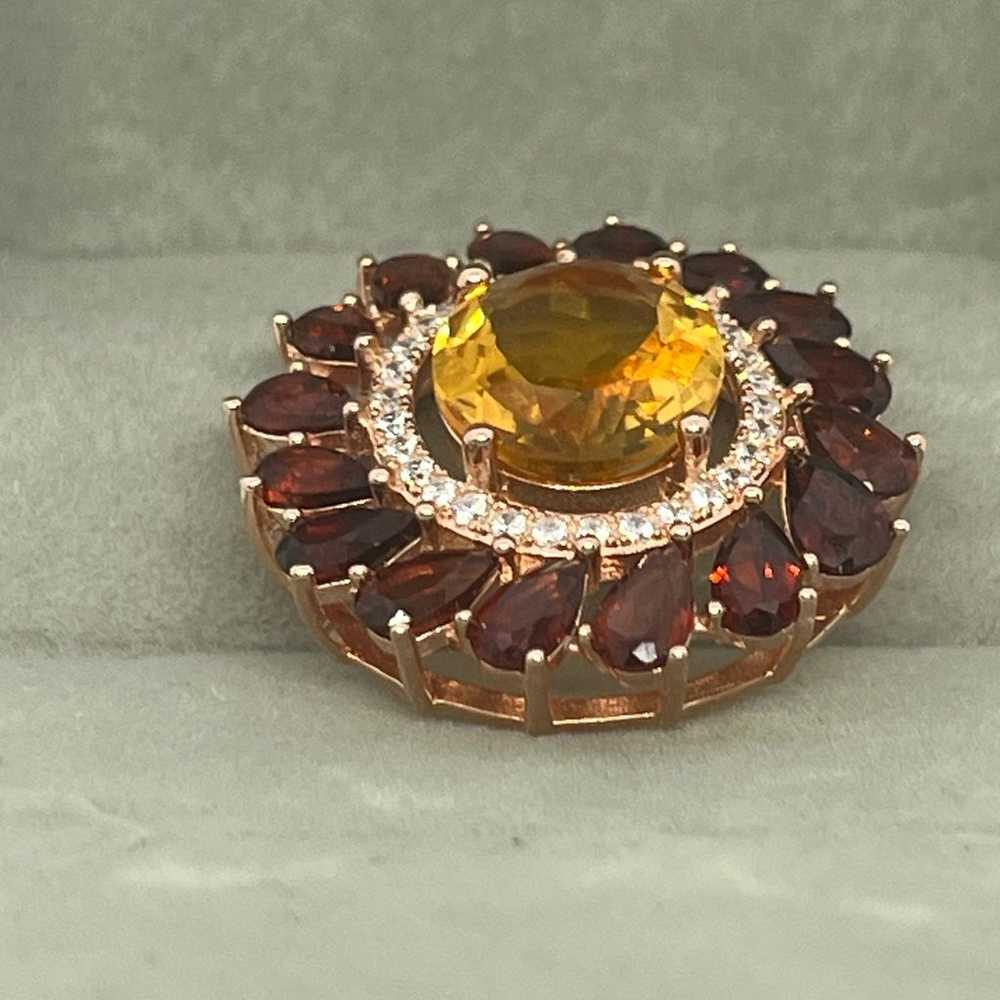 Citrine and Garnet Pendant (Gold Plated) with Dia… - image 7