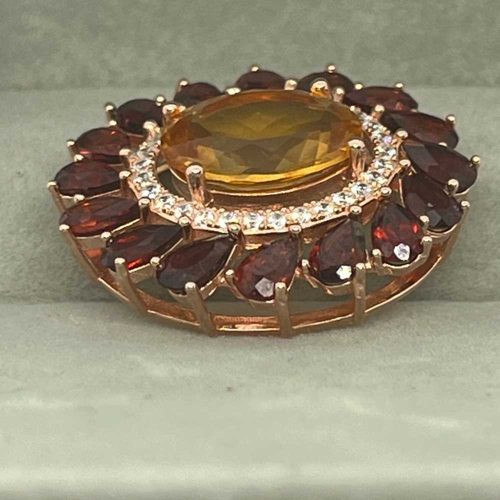 Citrine and Garnet Pendant (Gold Plated) with Dia… - image 8