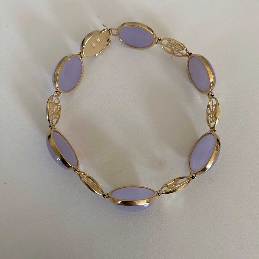 14k Lavender Jade Link Bracelet - image 12