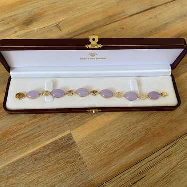 14k Lavender Jade Link Bracelet - image 1