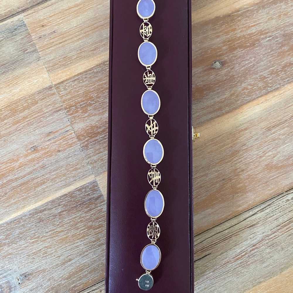 14k Lavender Jade Link Bracelet - image 3