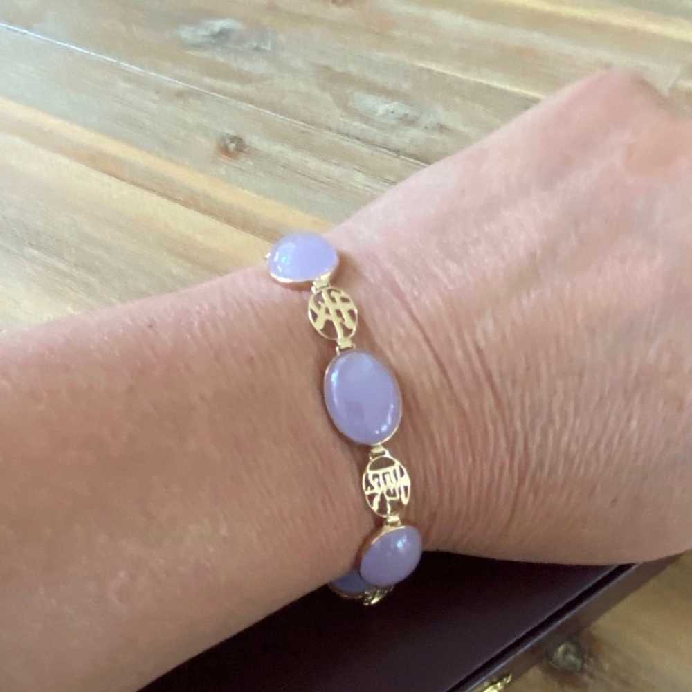 14k Lavender Jade Link Bracelet - image 6